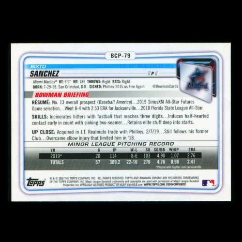 Sixto Sanchez 2020 Bowman Chrome Prospect Marlines