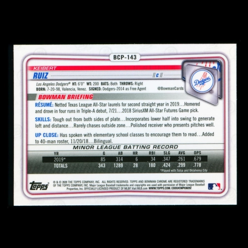 Keibert Ruiz 2020 Bowman Chrome Prospect Dodgers