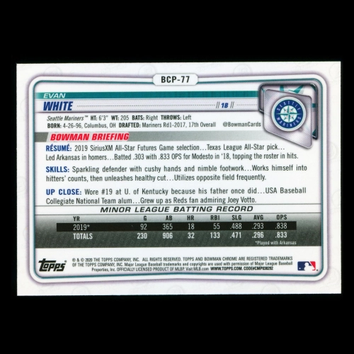 Evan White 2020 Bowman Chrome Prospect Mariners