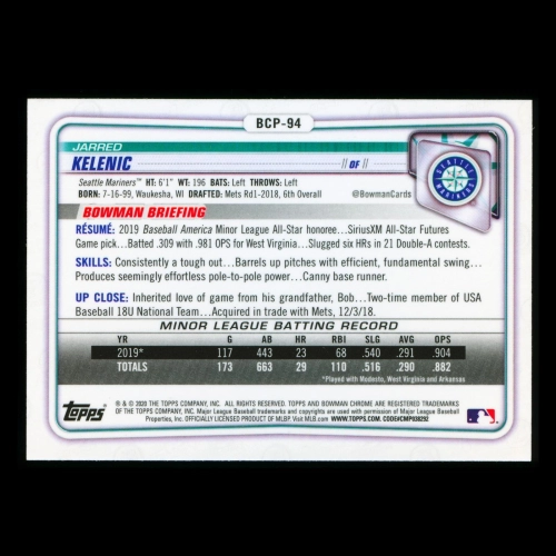 Jarred Kelenic 2020 Bowman Chrome Prospect Mariners
