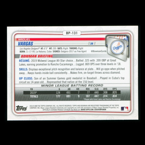 Miguel Vargas 2020 Bowman 1st Bowman Prospect Dodgers