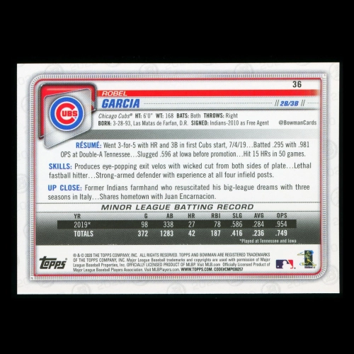 Robel Garcia RC 2020 Bowman Rookie Cubs