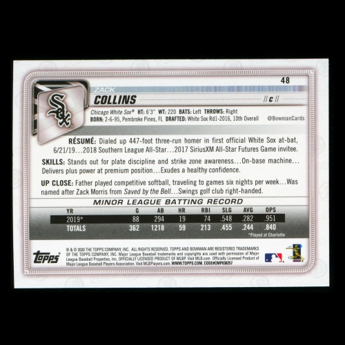 Zack Collins RC 2020 Bowman Rookie White Sox