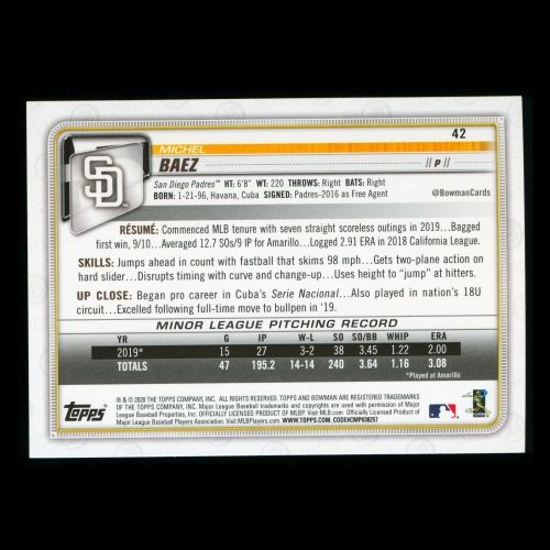 Michel Baez RC 2020 Bowman Rookie Padres