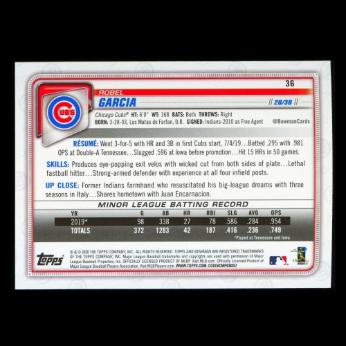 Robel Garcia RC 2020 Bowman Rookie Cubs
