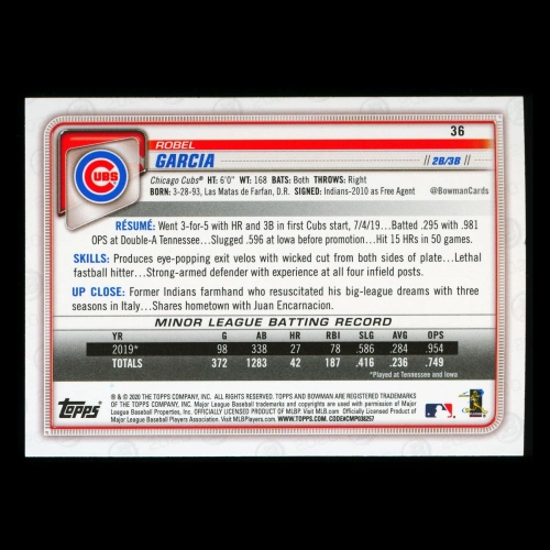Robel Garcia RC 2020 Bowman Rookie Cubs