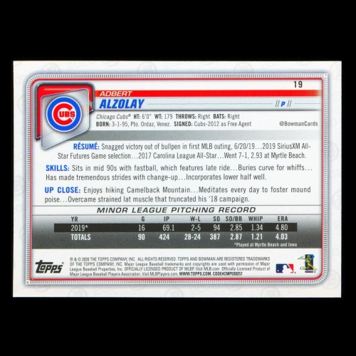 Adbert Alzolay RC 2020 Bowman Rookie Cubs