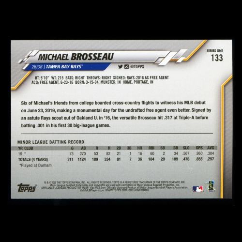 Michael Brosseau RC 2020 Topps Rookie Rays