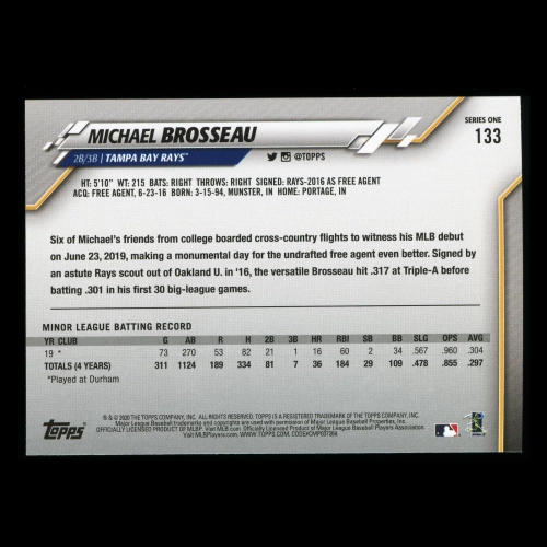 Michael Brosseau RC 2020 Topps Rookie Rays