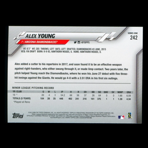 Alex Young RC 2020 Topps Rookie Diamondbacks