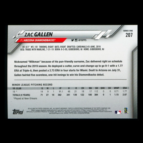 Zac Gallen RC 2020 Topps Rookie Diamondbacks