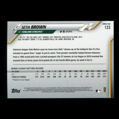 Seth Brown RC 2020 Topps Rookie Athletics