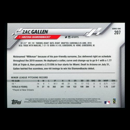 Zac Gallen RC 2020 Topps Rookie Diamondbacks