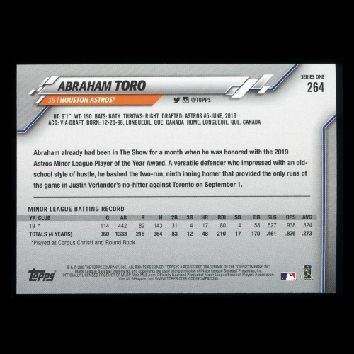 Abraham Toro RC 2020 Topps Rookie Astros