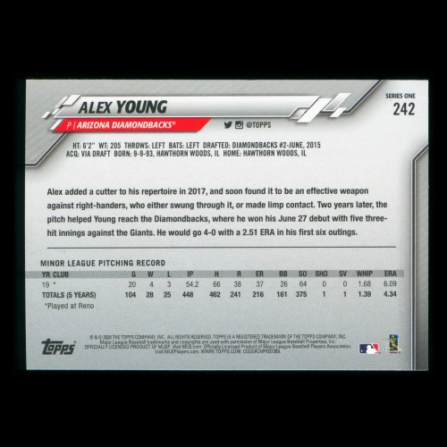 Alex Young RC 2020 Topps Rookie Diamondbacks