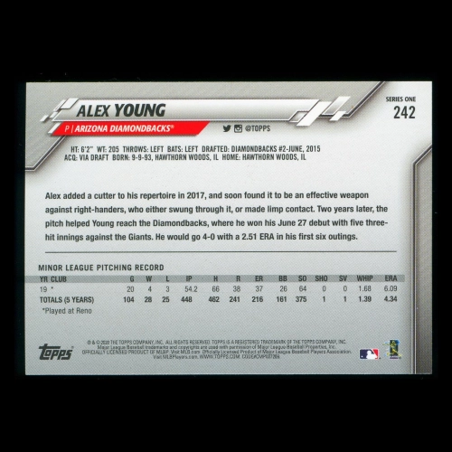 Alex Young RC 2020 Topps Rookie Diamondbacks
