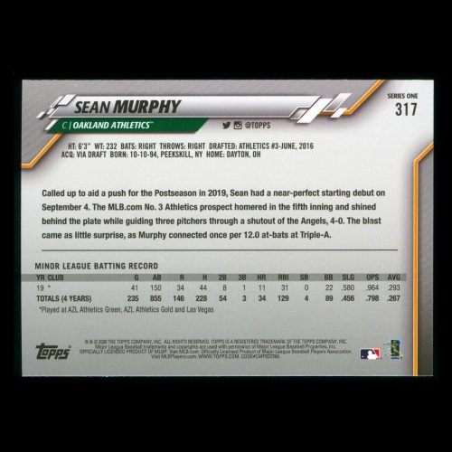 Sean Murphy RC 2020 Topps Rookie Athletics