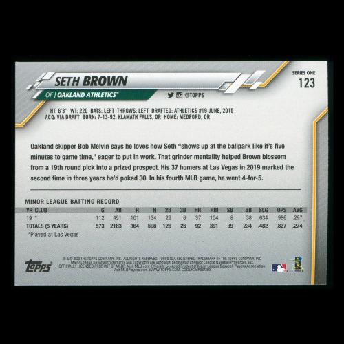Seth Brown RC 2020 Topps Rookie Athletics