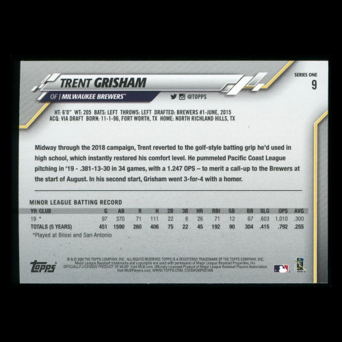 Trent Grisham RC 2020 Topps Rookie Brewers
