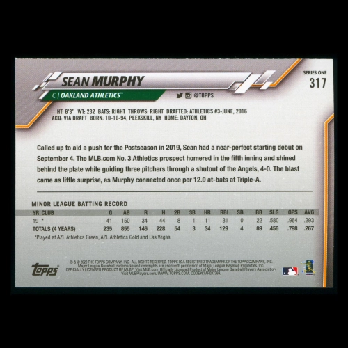 Sean Murphy RC 2020 Topps Rookie Athletics