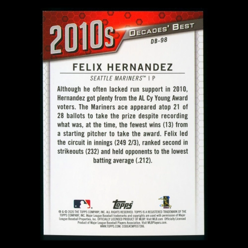 Felix Hernandez 2020 Topps Decades' Best Award Winners 2010s
