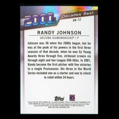 Randy Johnson 2020 Topps Decades' Best Pitchers 2000s Diamondbacks