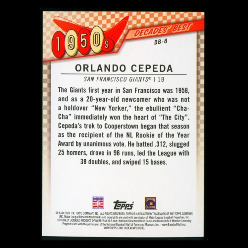Orlando Cepeda 2020 Topps Decades' Best Award Winners 1950s Giants