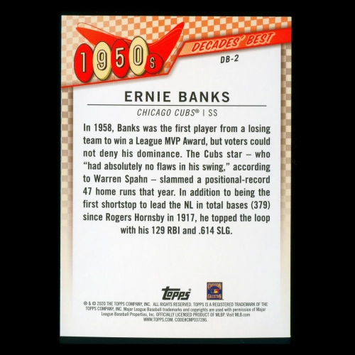 Ernie Banks 2020 Topps Decades' Best Award Winners 1950s Cubs