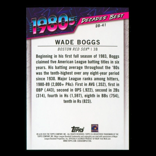 Wade Boggs 2020 Topps Decades' Best Batters 1980s Red Sox