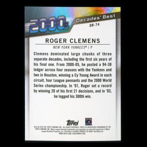 Roger Clemens 2020 Topps Decades' Best Pitchers 2000s Yankees