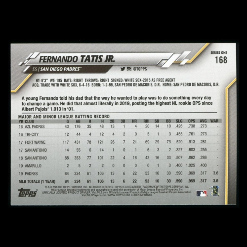 Fernando Tatis Jr. 2020 Topps All-Star Rookie Padres