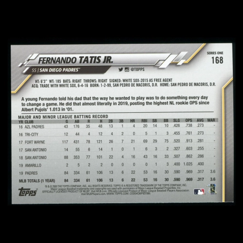 Fernando Tatis Jr. 2020 Topps All-Star Rookie Padres