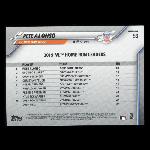 Pete Alonso 2020 Topps League Leaders Mets