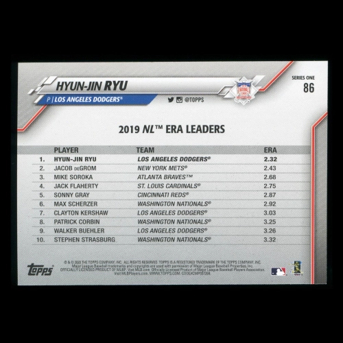 Hyun-Jin Ryu 2020 Topps League Leaders Dodgers