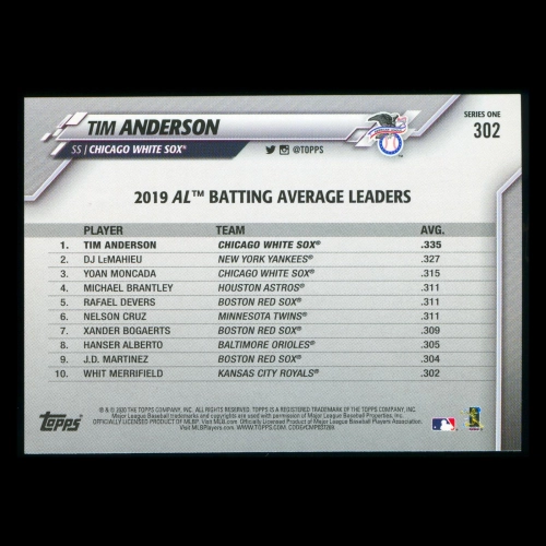Tim Anderson 2020 Topps League Leaders White Sox
