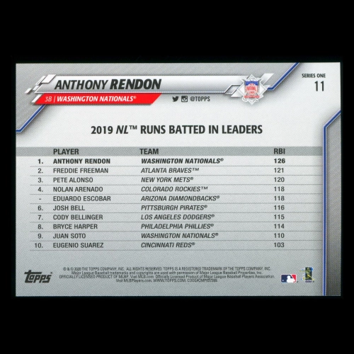 Anthony Rendon 2020 Topps League Leaders Nationals
