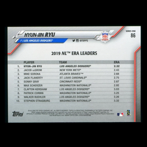 Hyun-Jin Ryu 2020 Topps League Leaders Dodgers