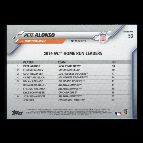 Pete Alonso 2020 Topps League Leaders Mets