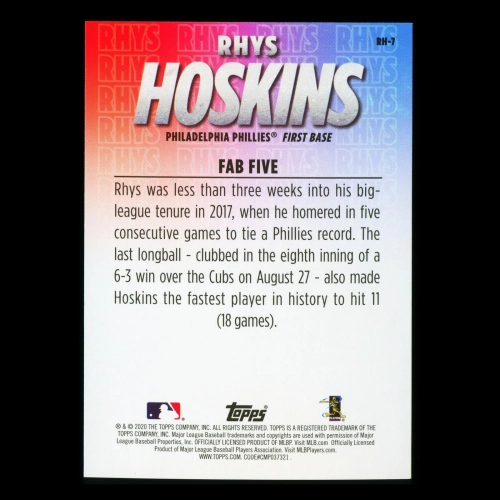 Rhys Hoskins 2020 Topps Fab Five Phillies