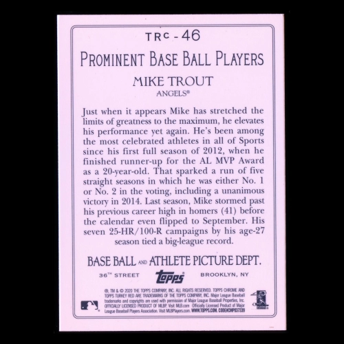 Mike Trout 2020 Topps Chrome Turkey Red Chrome Angels