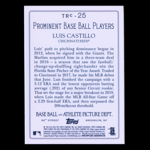 Luis Castillo 2020 Topps Chrome Turkey Red Chrome Reds