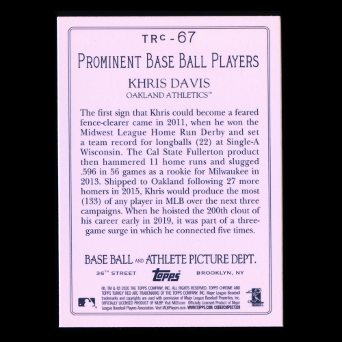 Khris Davis 2020 Topps Chrome Turkey Red Chrome Athletics