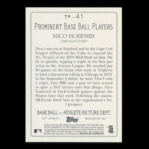 Nico Hoerner RC 2020 Topps Turkey Red Rookie Cubs