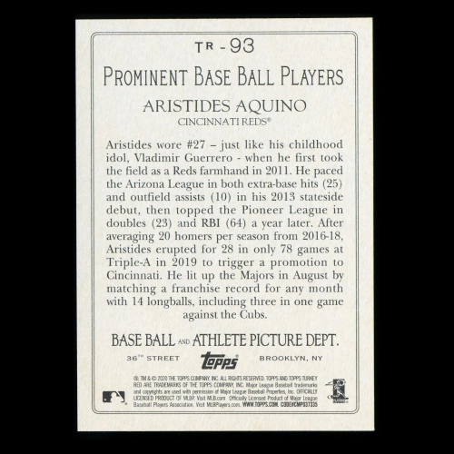 Aristides Aquino RC 2020 Topps Turkey Red Rookie Reds