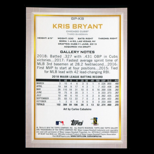 Kris Bryant 2019 Topps Gallery National Baseball Card Day Cubs