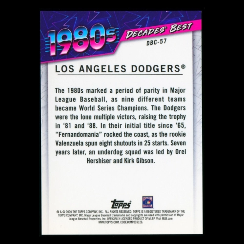 Los Angeles Dodgers 2020 Topps Decades' Best Chrome Batters 1980s