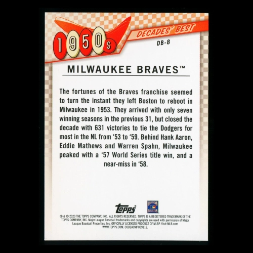 Milwaukee Braves 2020 Topps Decades' Best Teams 1950s