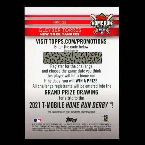 Gleyber Torres 2020 Topps Home Run Challenge Yankees
