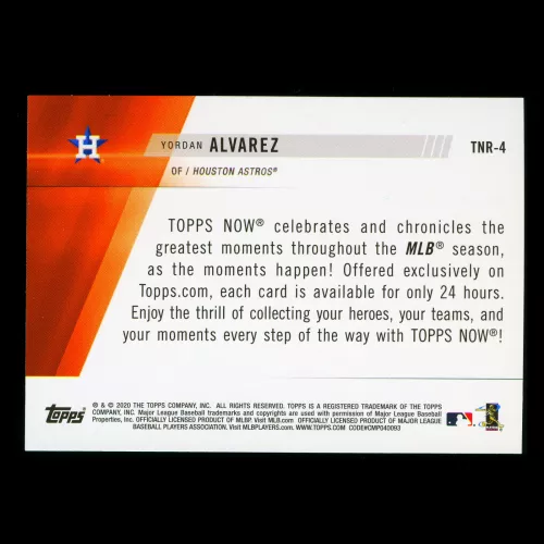 Yordan Alvarez 2020 Topps - Topps Now Review Astros