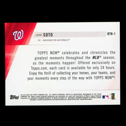 Juan Soto 2020 Topps - Topps Now Review Nationals